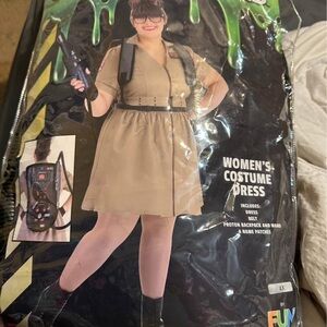 Tan Women's Halloween Ghostbusters Costume Dress with Accessories